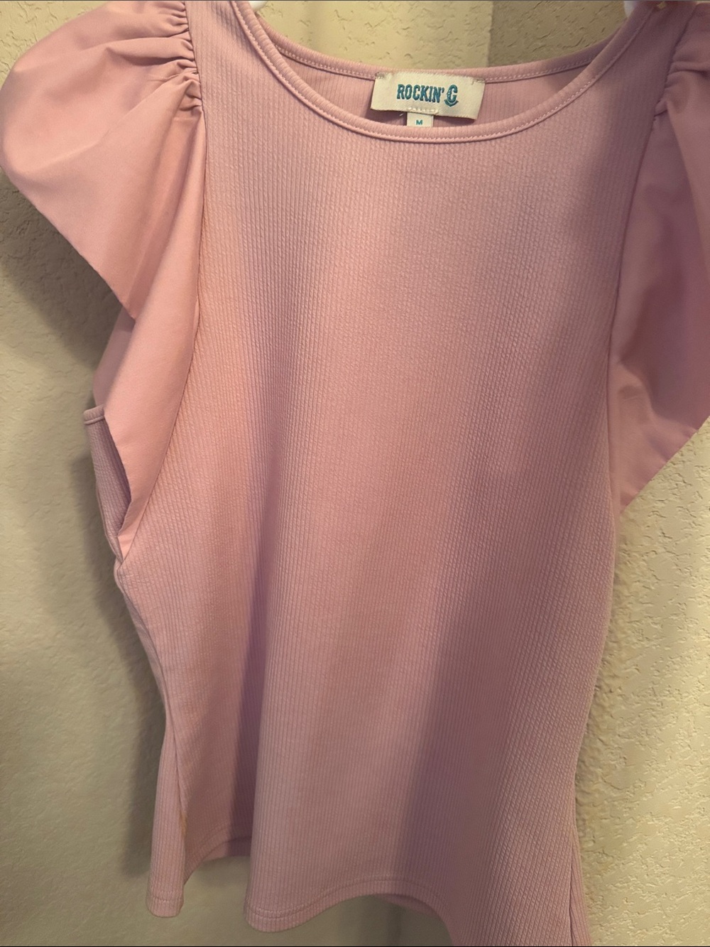 Rockin’ C Pink Ruffle Sleeve Women's Top